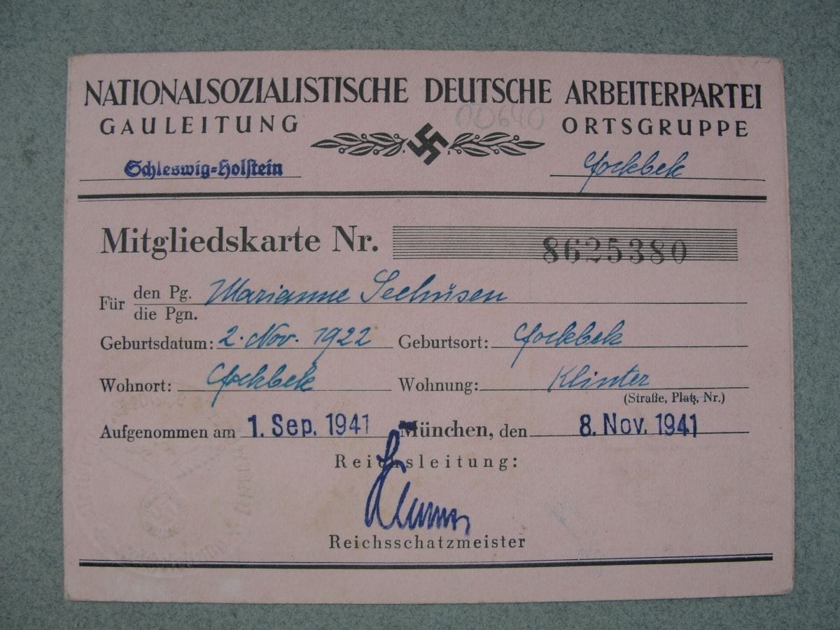 NSDAP Membership Card