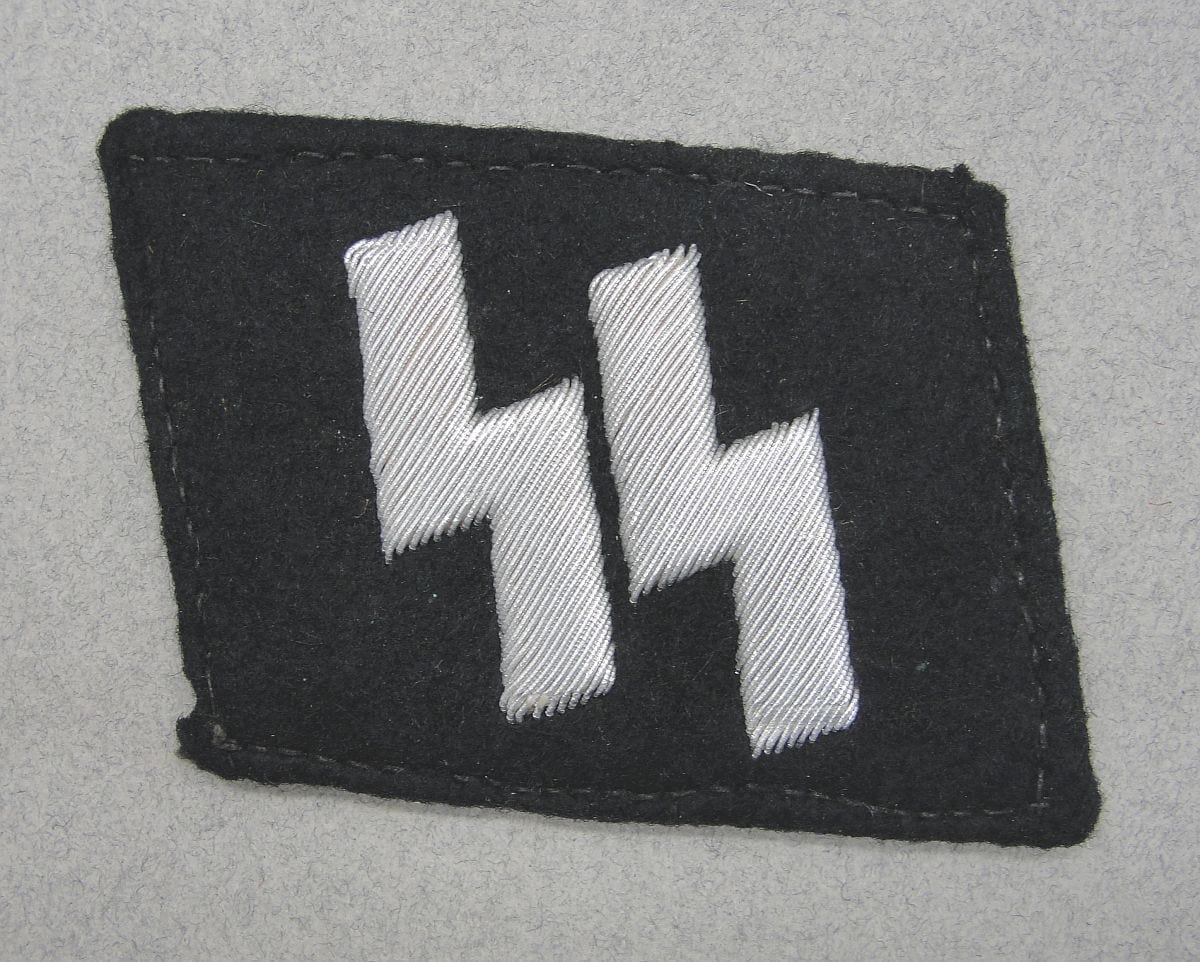 Early SS Officer/NCO's Collar Tab, with Cloth SS-RZM Tag, Tunic Removed