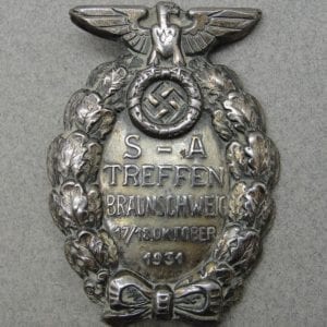 1931 SA-TREFFEN BRAUNSCHWEIG Badge, marked "RZM GES GESCH", Magnetic!