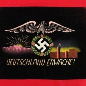 Early NSDAP "DEUTSCHLAND ERWACHE!" Decorative Velveteen Propaganda Piece