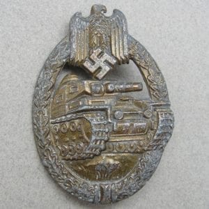 Army/Waffen-SS Panzer Assault Badge, Bronze Grade, by Wiedmann, Catch-Repaired