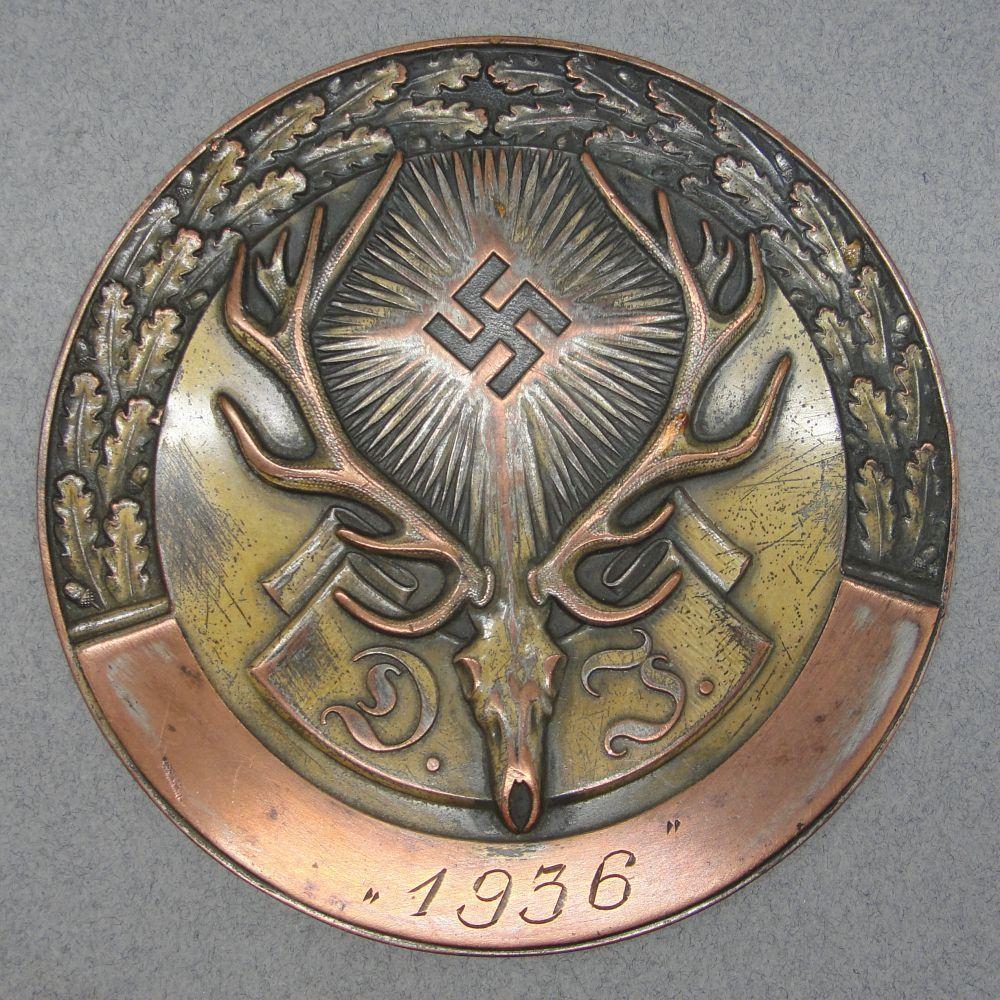 1936 German Hunting Association "Deutsche Jägerschaft" Bronze Grade Plaque