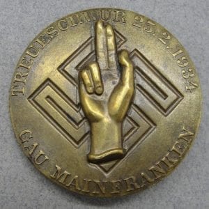 1934 Gau Mainfranken Swearing in Of Political Leaders Badge