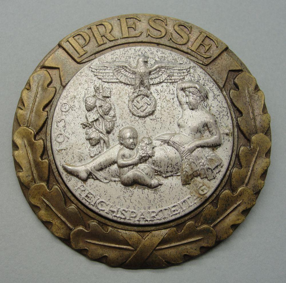 Press Badge for 1939 Reichsparteitag Rally at Nuremberg