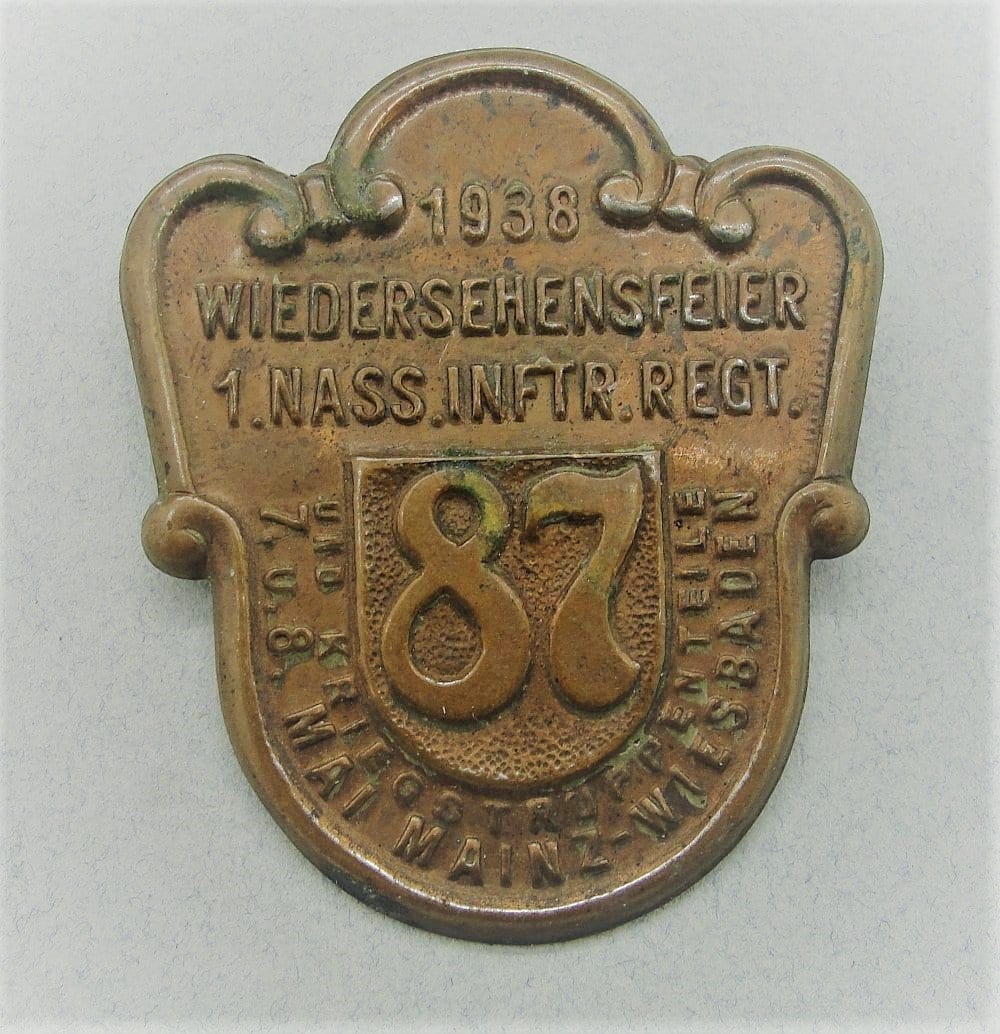 1938 1st Nassau Infantry Regiment Day Badge