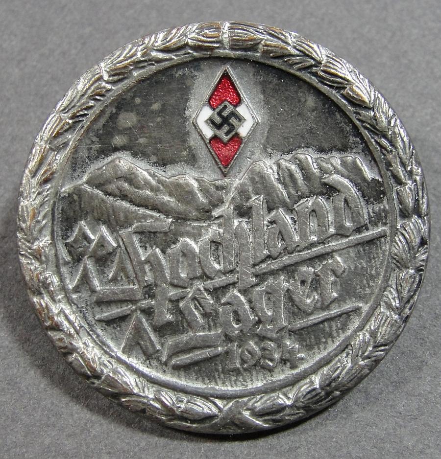 Hitler Youth "Hochland Lager 1934" Badge by Deschler