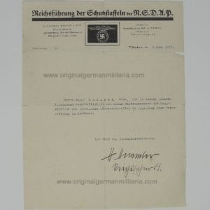 Heinrich Himmler Reichsführer of the SS Signed Document
