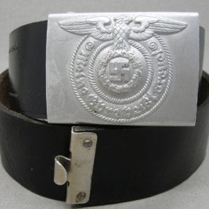 SS EM/NCO'S Belt Buckle by "RZM 822/37 SS", w RZM Marked Belt Excellent!