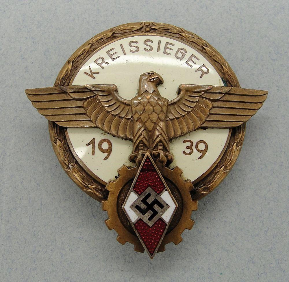 1939 Hitler Youth KREISSIEGER Badge by A.G. THAM