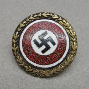 Golden Party Badge, Goldenes Ehrenzeichen der NSDAP, 24mm Size, by Fuess, Numbered "23801"