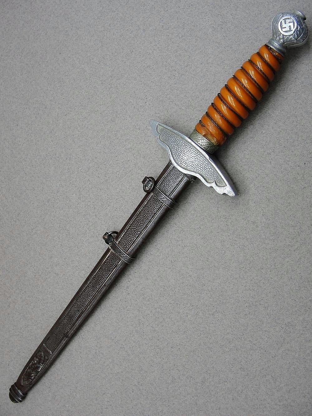 3/4 Size Miniature 2nd Model Luftwaffe Dagger by SMF with Advertising Logo on Blade