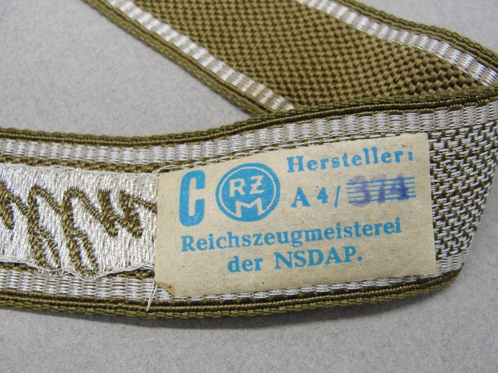 Elite SA Honor and Panzer Grenadier Division Felderrnalle Cufftitle with RZM Tag - Mint - Choice!